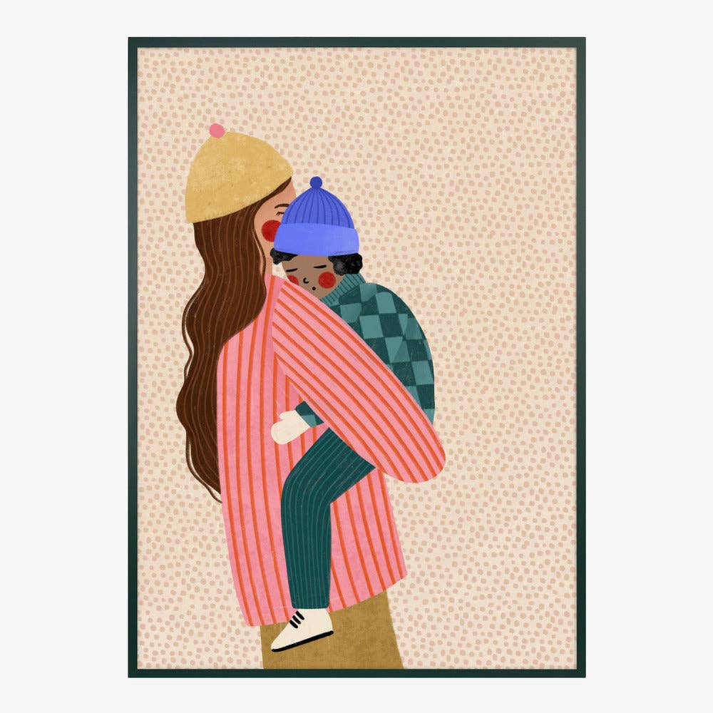 Kunstdruck: Mutter trägt Kind – malerischer Winter: Kein Rahmen / 70 x 100 cm