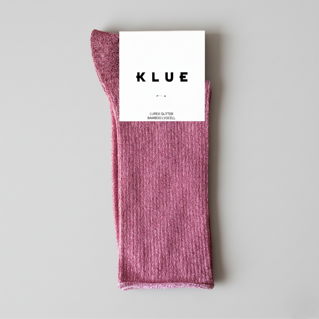 KLUE Glitter-Lurex-Socken aus umweltfreundlichem Lyocell | Erdbeerrot