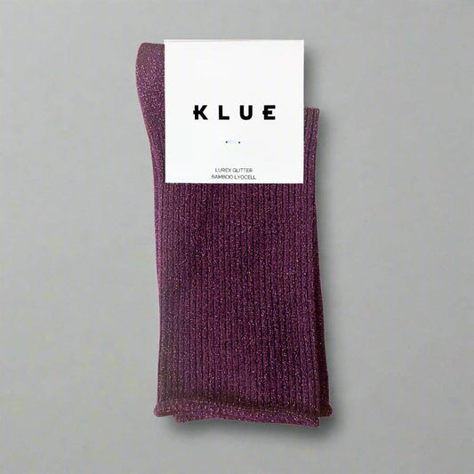 KLUE Glitter Lurex Socken aus umweltfreundlichem Lyocell | Burgunderrot