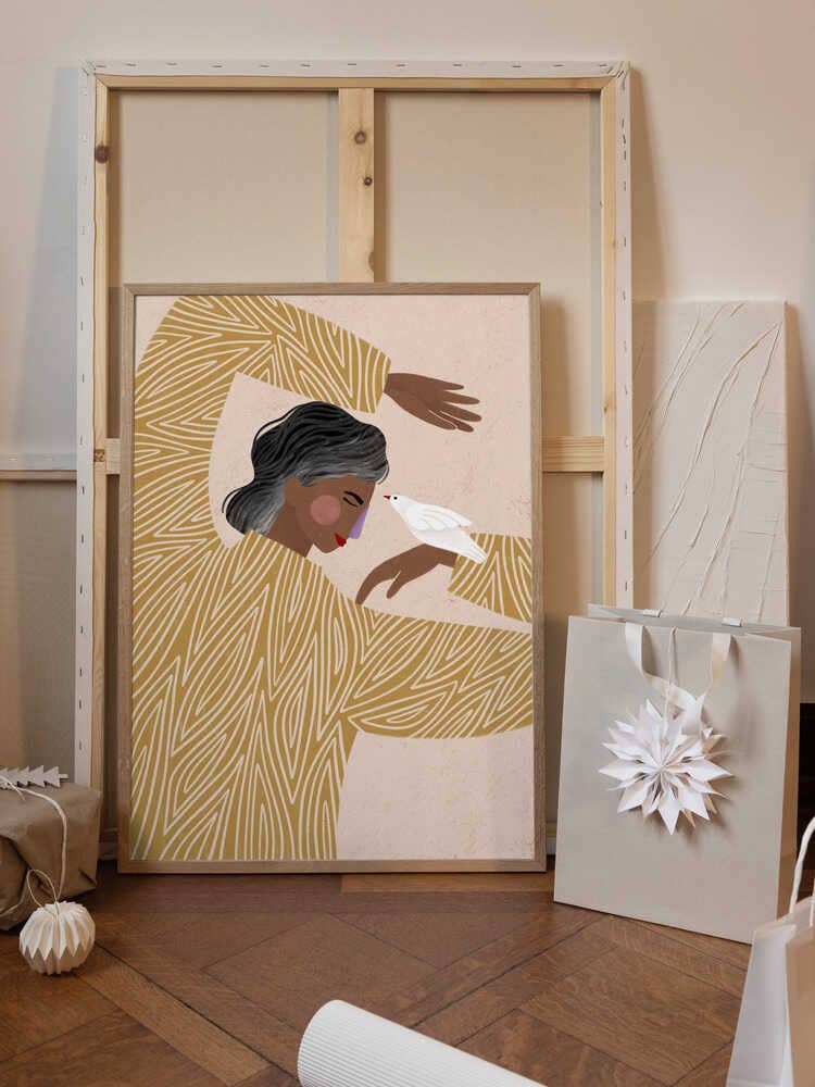 Die Frau mit einem Vogel Bild