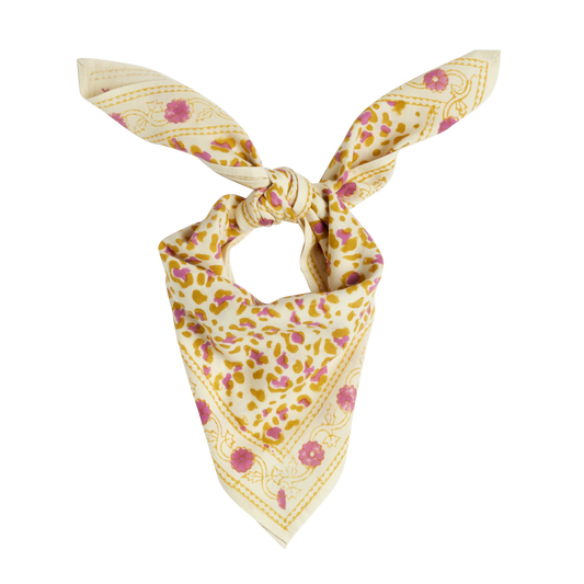 Indischer Kinderschal - Leopard Ecru/Kiwi