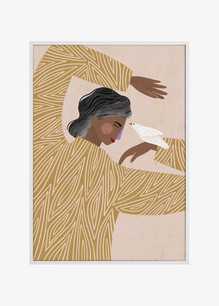 Die Frau mit einem Vogel Bild