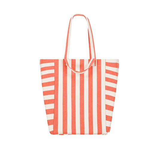 ELISABETH STREIFEN TASCHE GRAUBEIGE / TOMATE