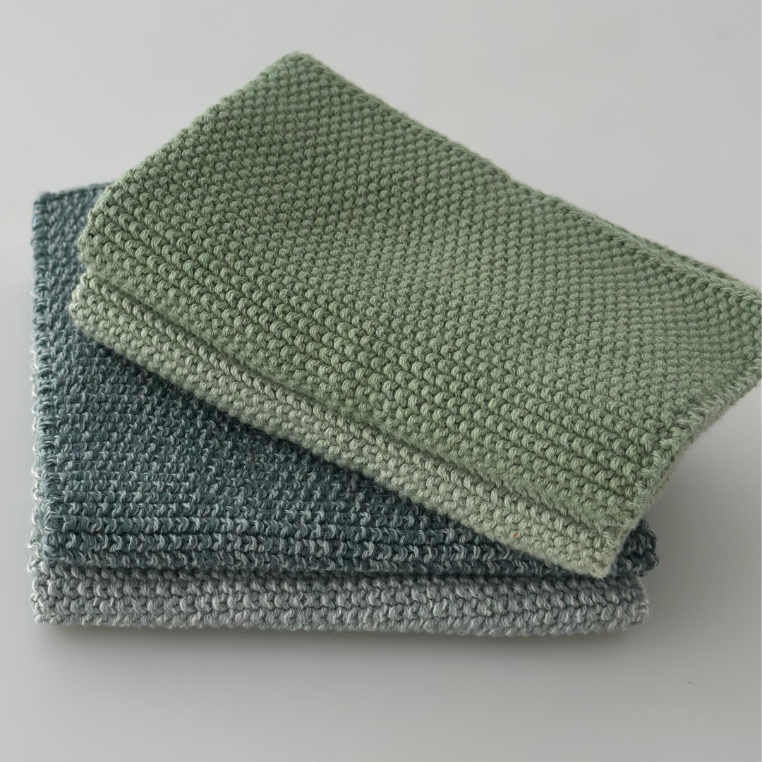 Geschirrtücher - Bio-Baumwolle - 2er-Set - Gestrickt in Lorbeergrün
