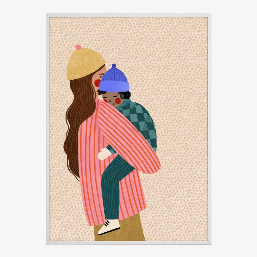 Kunstdruck: Mutter trägt Kind – malerischer Winter: Kein Rahmen / 70 x 100 cm