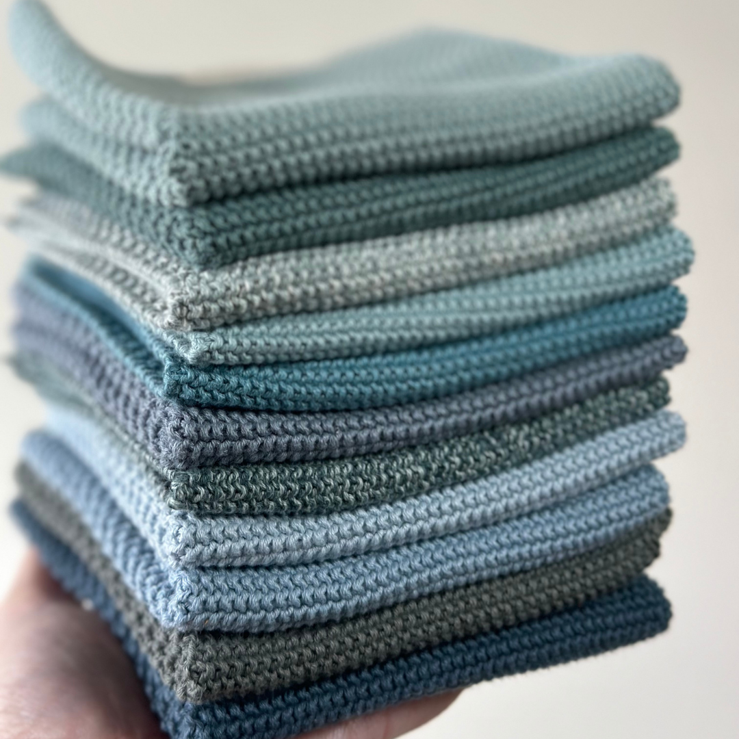 Geschirrtücher aus Bio-Baumwolle, 2er-Set, gestrickt, Aqua