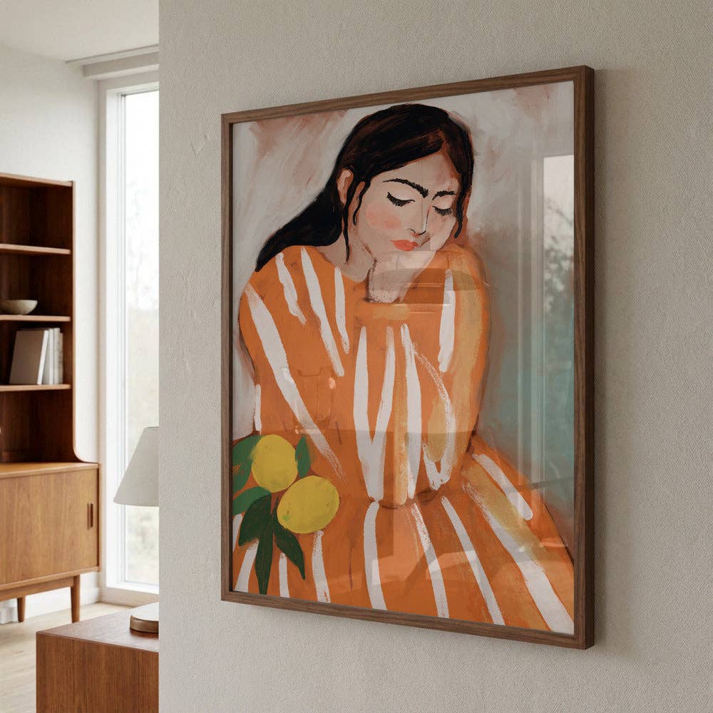 Kunstdruck „Frau mit Zitronen“ – malerischer Boho