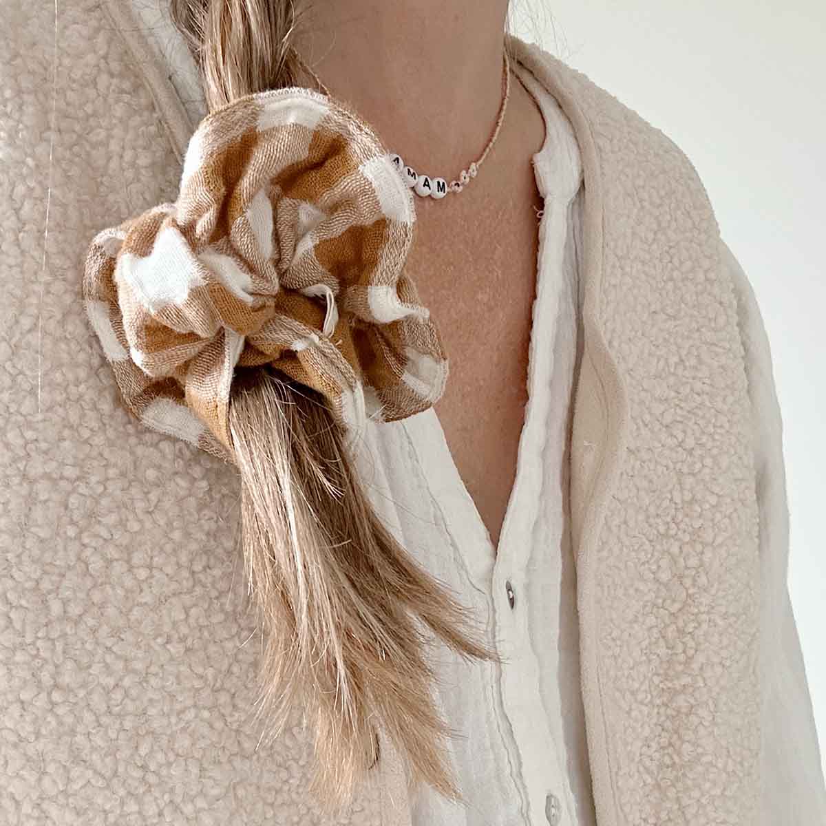 Haargummi Vichy-Muster Karamell