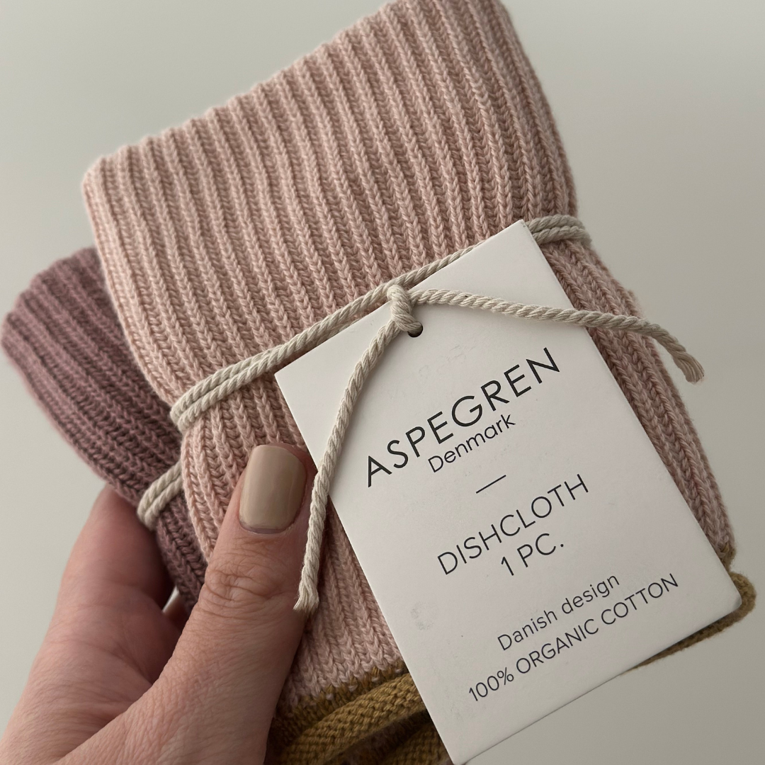 Geschirrtuch - Bio-Baumwolle - Gestrickt - Welle - Puder