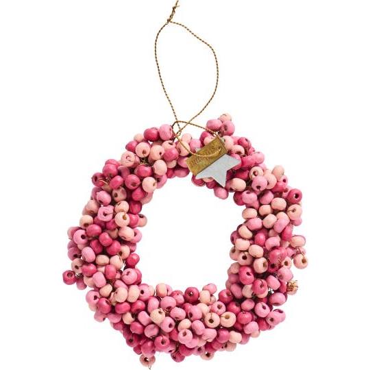 Kranz m/Holzperlen Stillenat  handgefertigt innen Ø:4 cm rosa