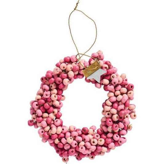Kranz m/Holzperlen Stillenat  handgefertigt innen Ø:4 cm rosa