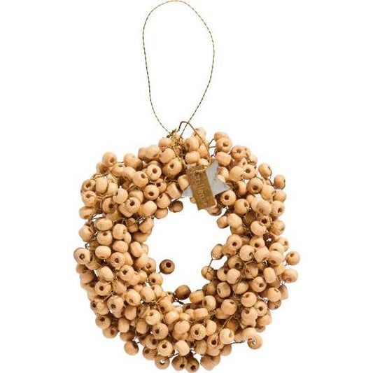 Kranz m/Holzperlen Stillenat  handgefertigt innen Ø:4 cm hell