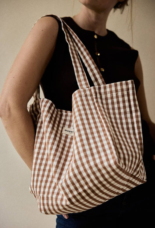 Vichy Moka Baumwollhandtasche