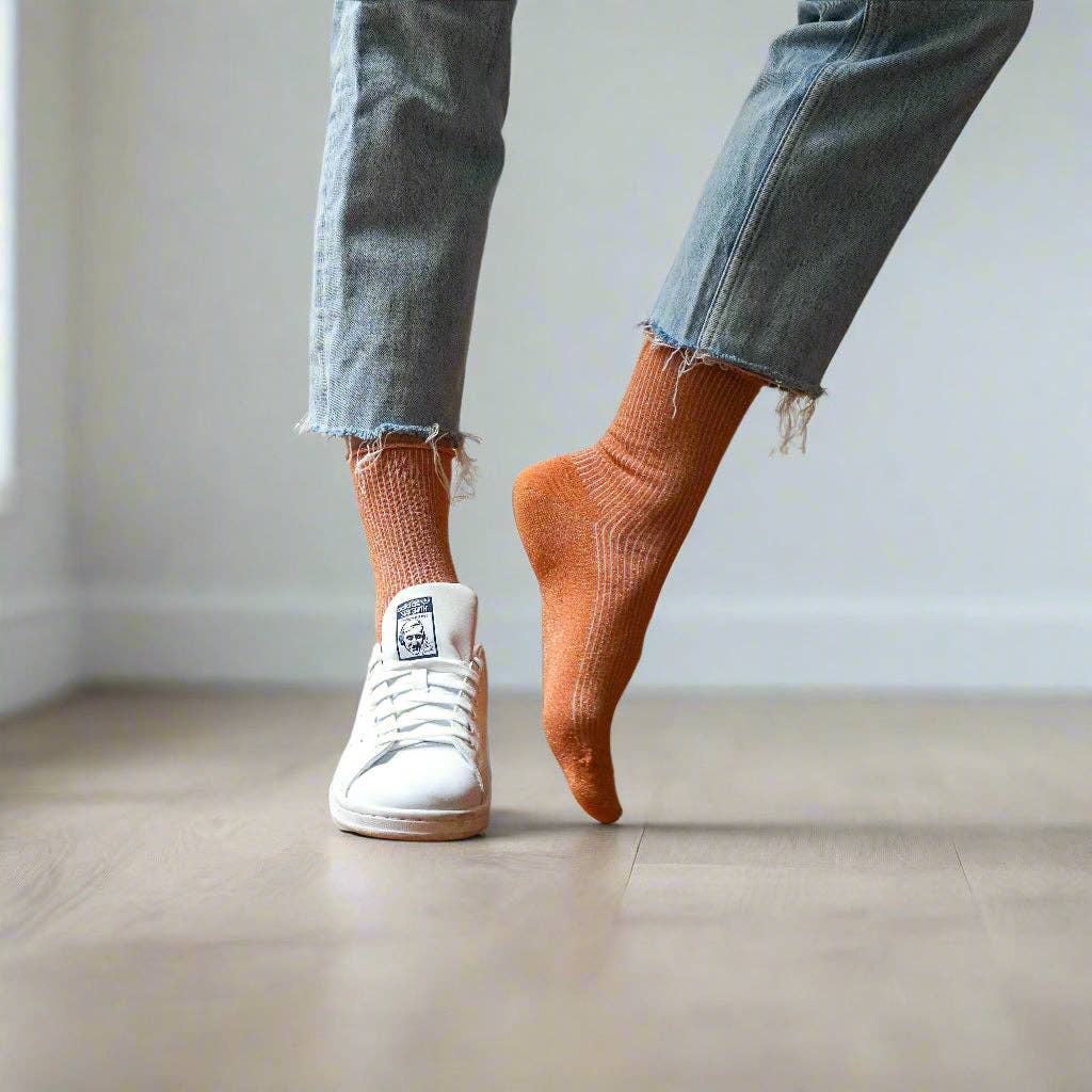 KLUE Glitzer-Lurex-Socken aus umweltfreundlichem Lyocell | Terrakotta