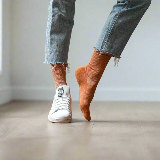 KLUE Glitzer-Lurex-Socken aus umweltfreundlichem Lyocell | Terrakotta