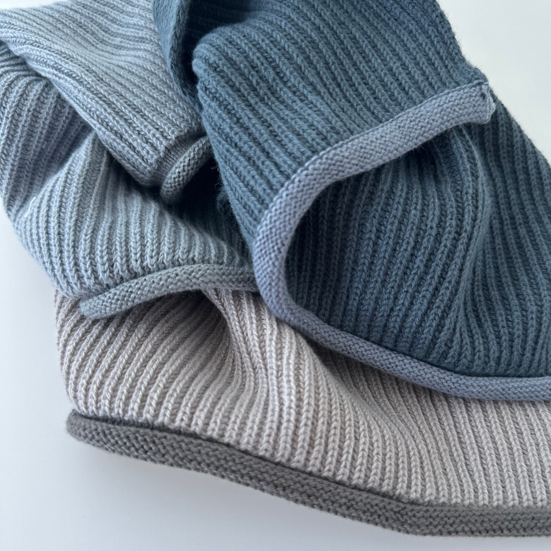 Geschirrtuch - Bio-Baumwolle - Gestrickt - Wellenmuster - Blassblau