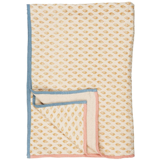 Plaid Vigga m/mustard Druck doppelt gewebt, Rückseite neutral