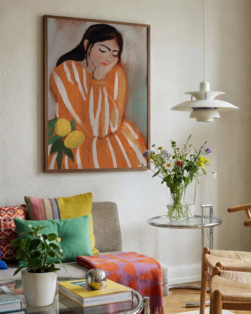 Kunstdruck „Frau mit Zitronen“ – malerischer Boho