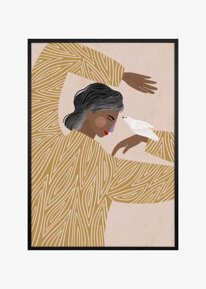 Die Frau mit einem Vogel Bild