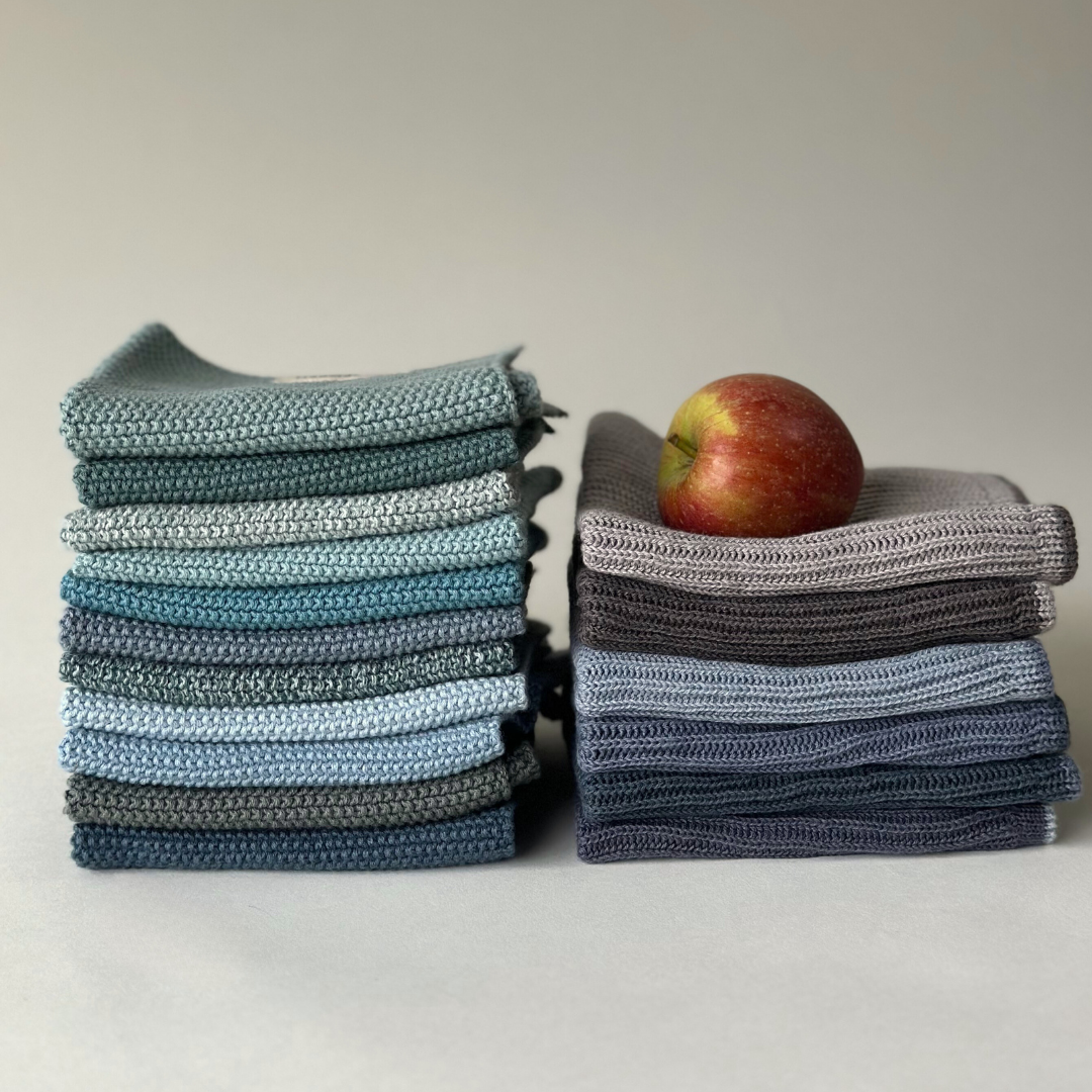 Spültücher aus Bio-Baumwolle, gestrickt, 2er-Set, Farbe Skyway