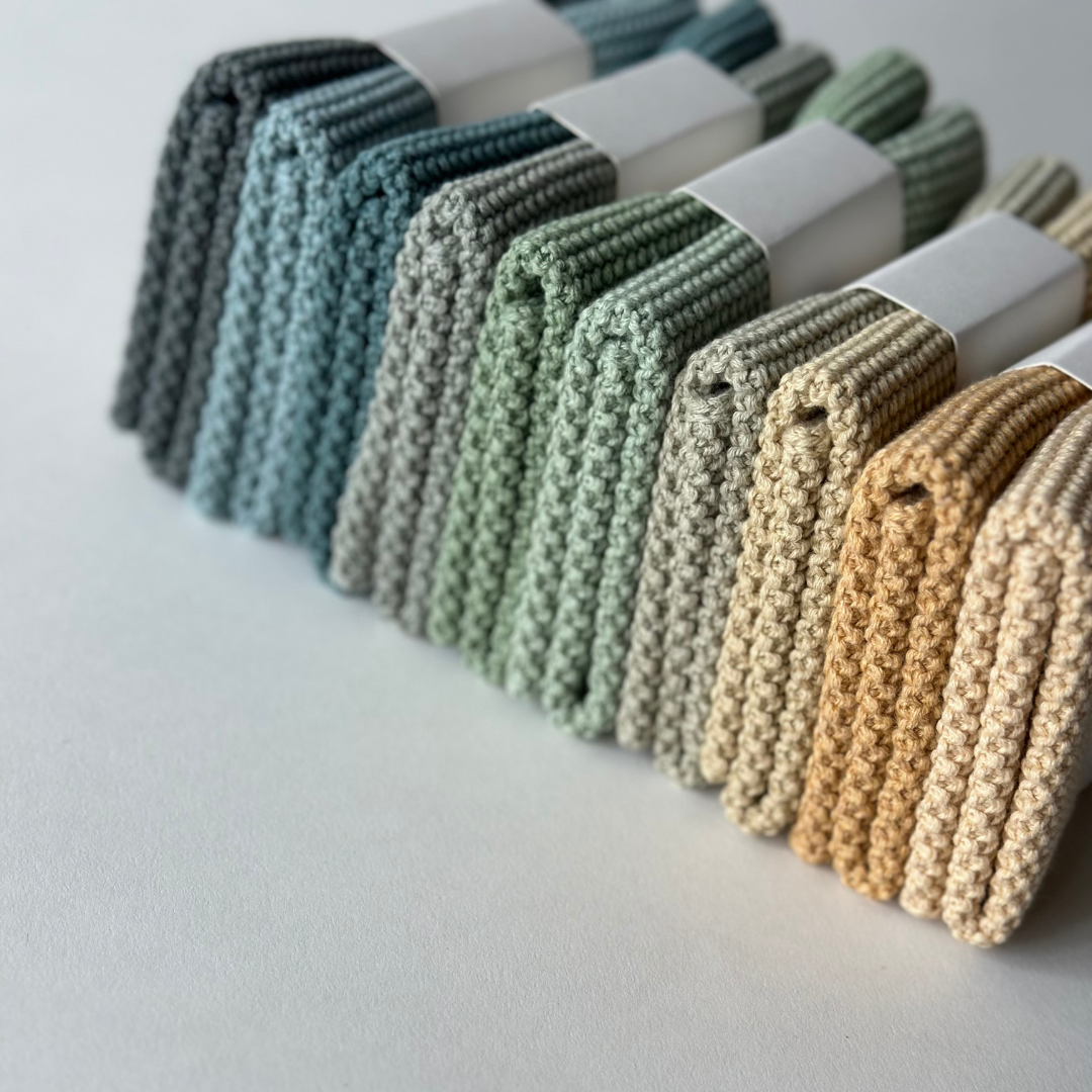 Geschirrtücher aus Bio-Baumwolle – Set mit 2 gestrickten Tüchern – Farbe Pampas