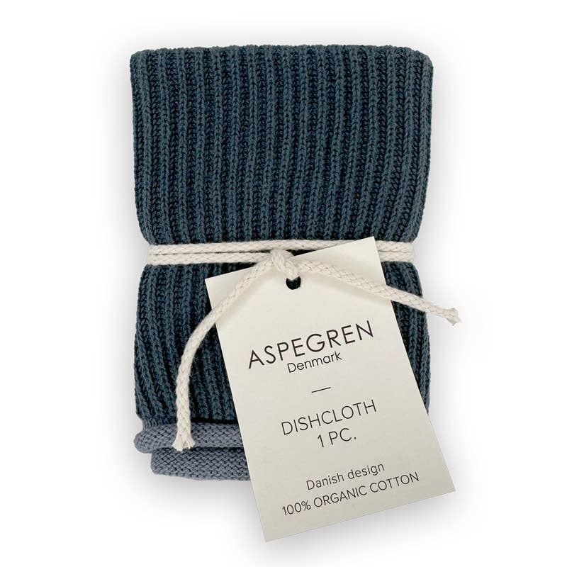 Spültuch - Bio-Baumwolle - Gestrickt - Wellenmuster - Marineblau