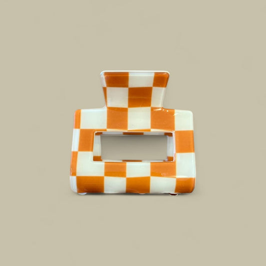 Große Krokodilklemme – Kamel-/Elfenbein-Schachbrettmuster