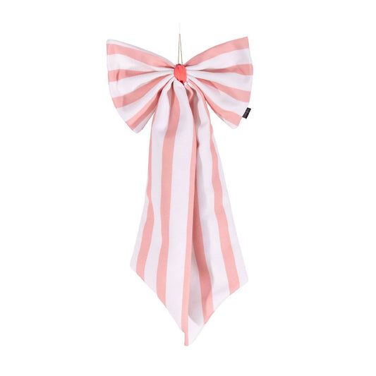 Schleife Canvas offwhite/coral breit gestreift