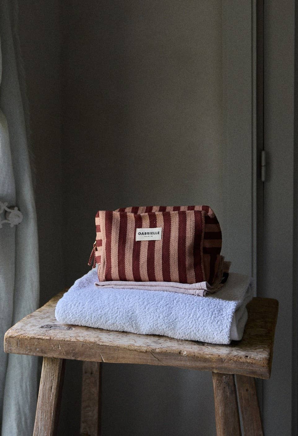 Kulturbeutel aus Baumwolle Streifen Garance