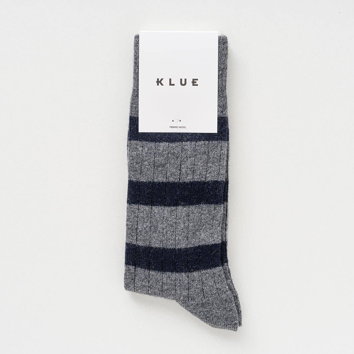 KLUE Merinowollsocken mit Streifen | Grau und Schwarz