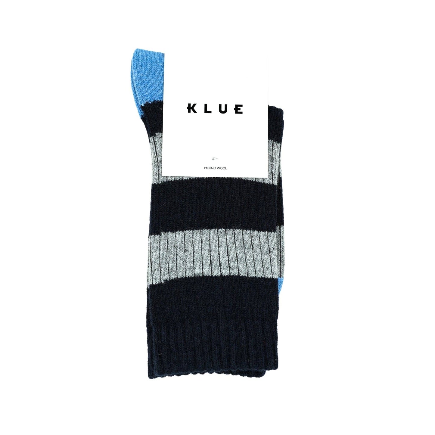 KLUE Merinowollsocken mit Streifen | Marineblau und Grau