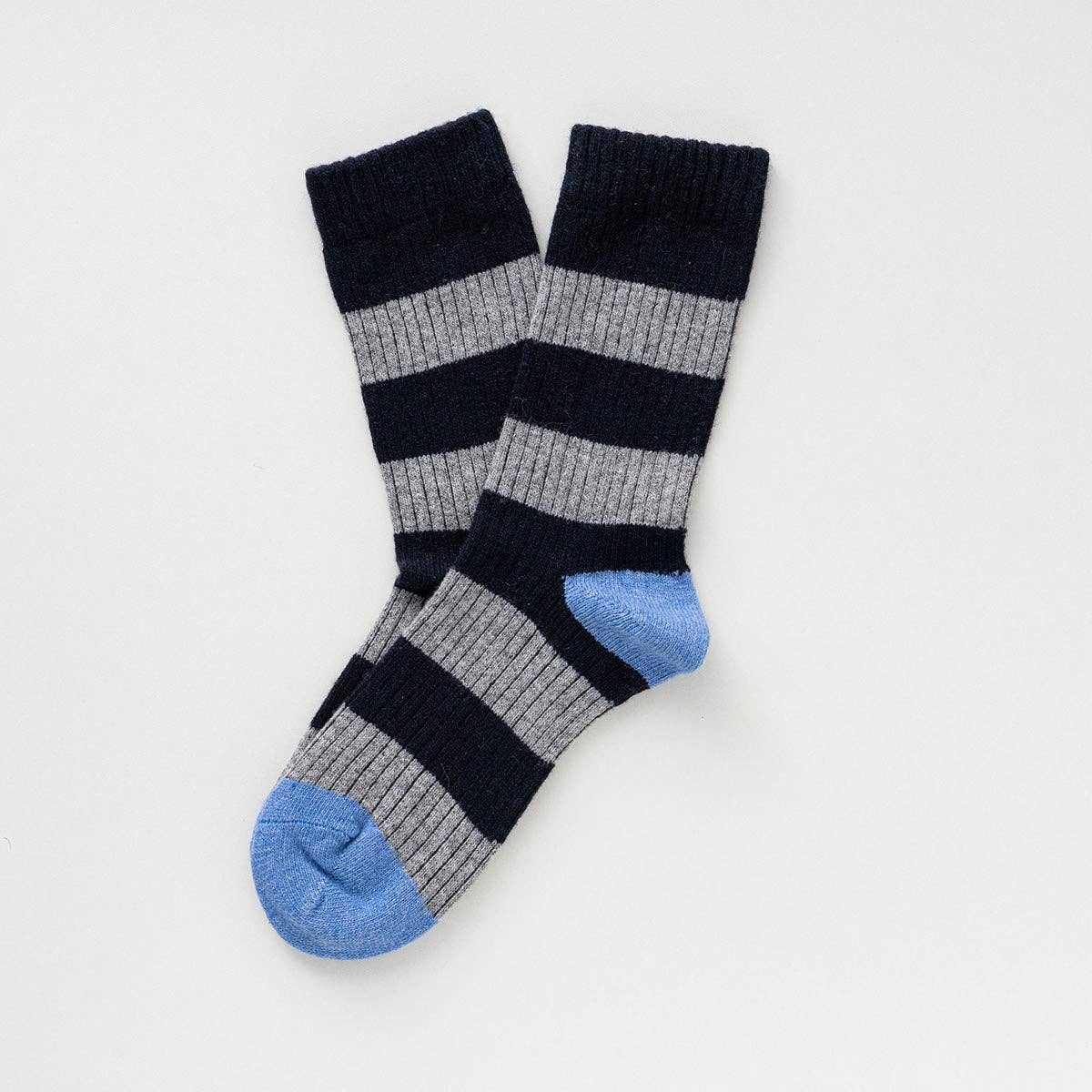 KLUE Merinowollsocken mit Streifen | Marineblau und Grau