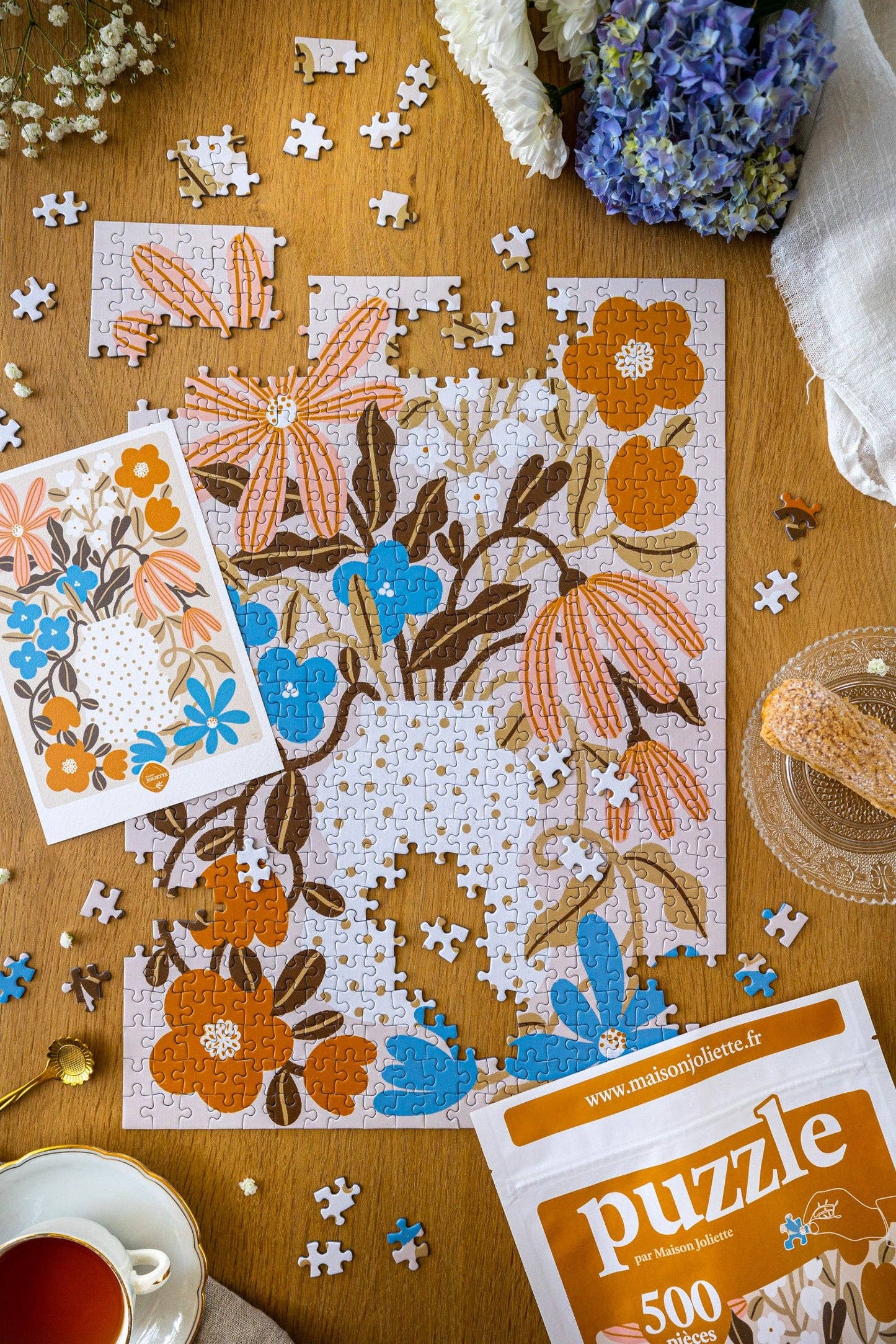 Myosotis- & Kapuzinerkresse-Puzzle mit 500 Teilen