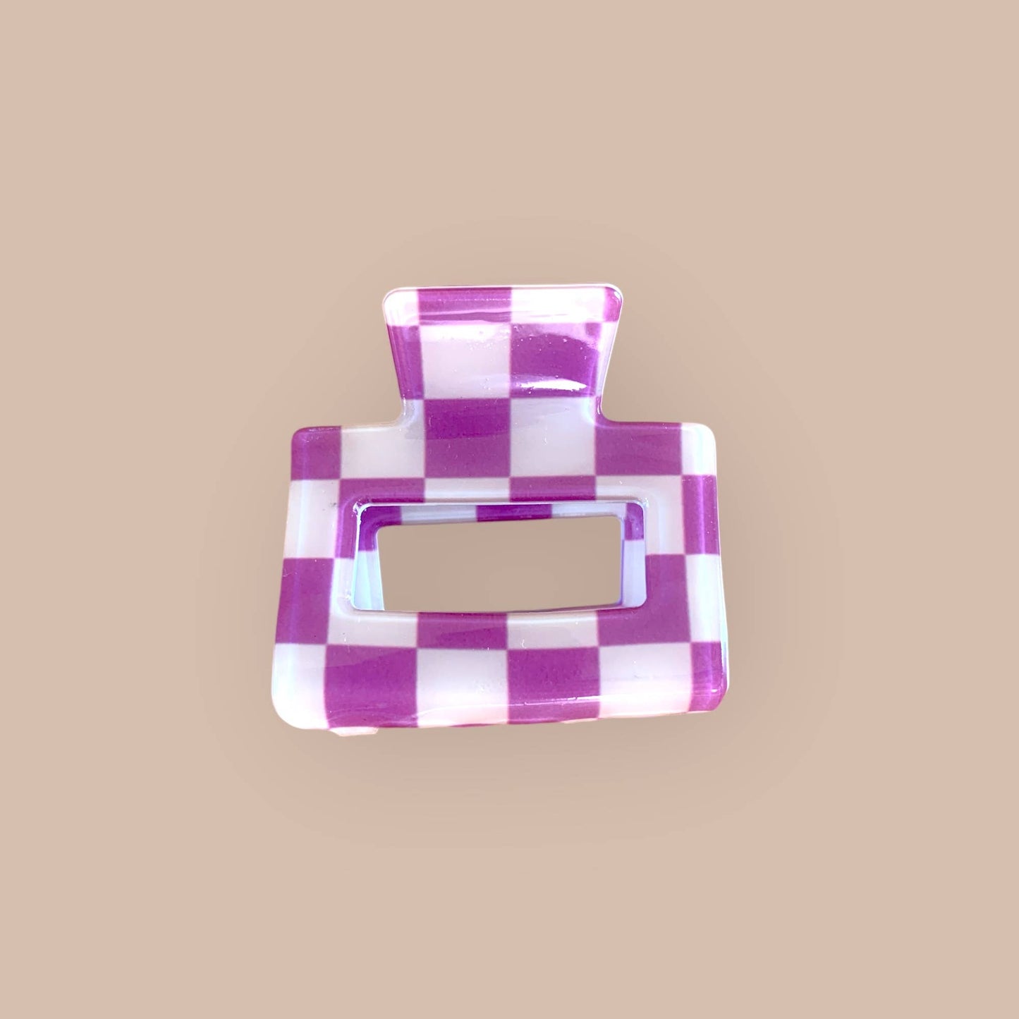 Krokodilklemme GM - Violett/Elfenbein-Damier