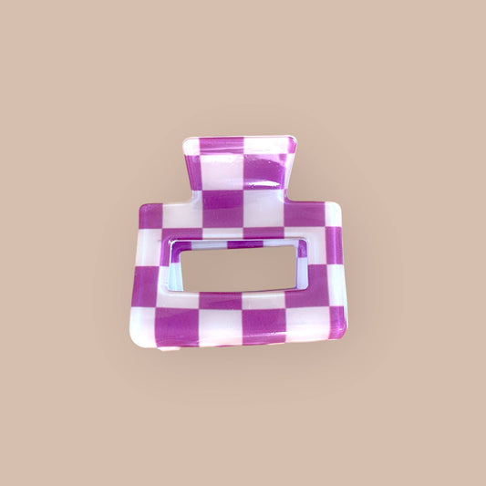 Krokodilklemme GM - Violett/Elfenbein-Damier