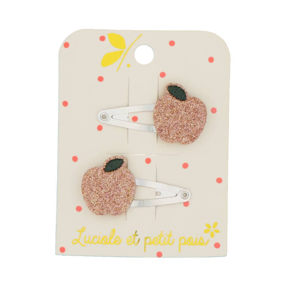 Mini-Haarspangen rosa Äpfel (Paar)