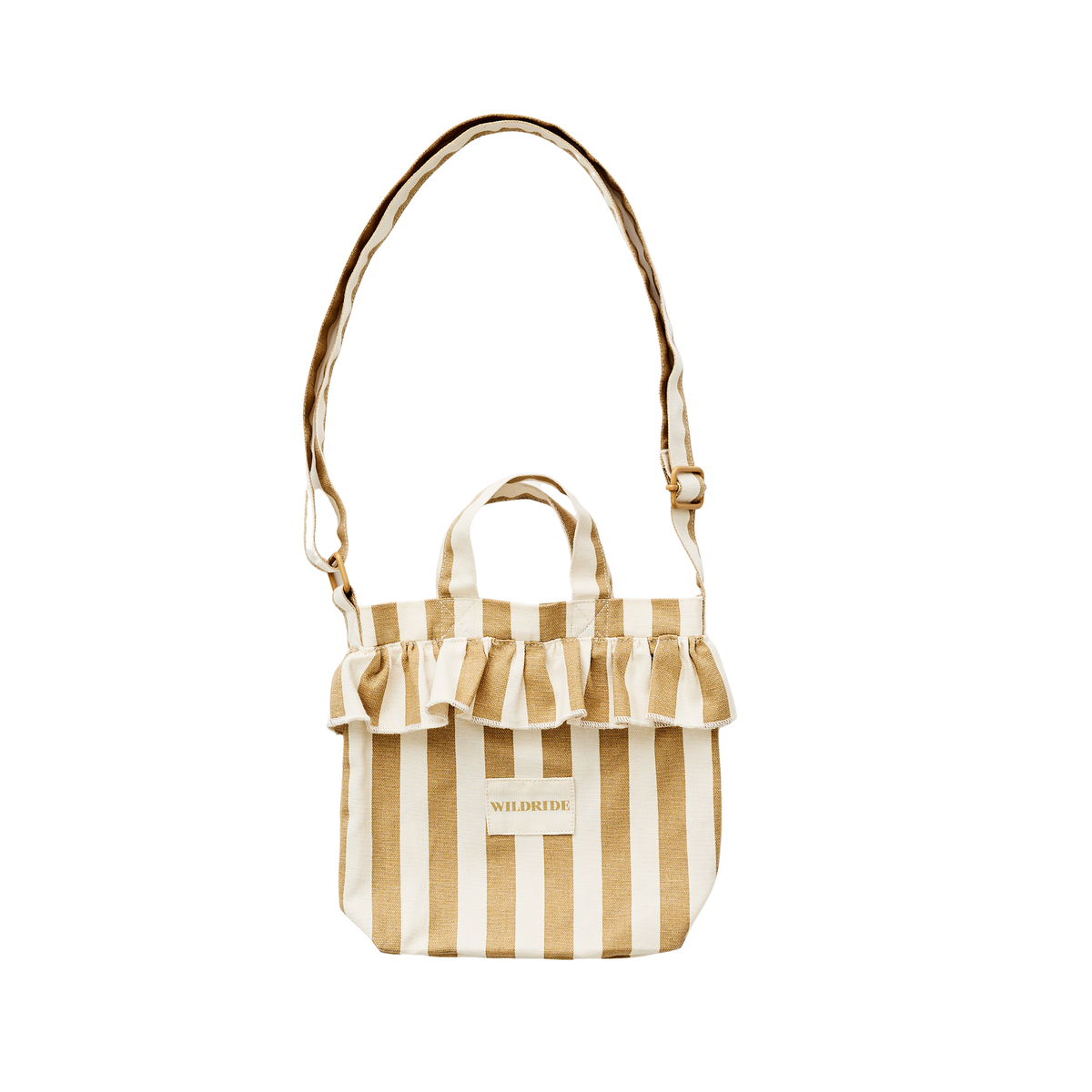 Mini-Rüschen-Tasche, Beige gestreift