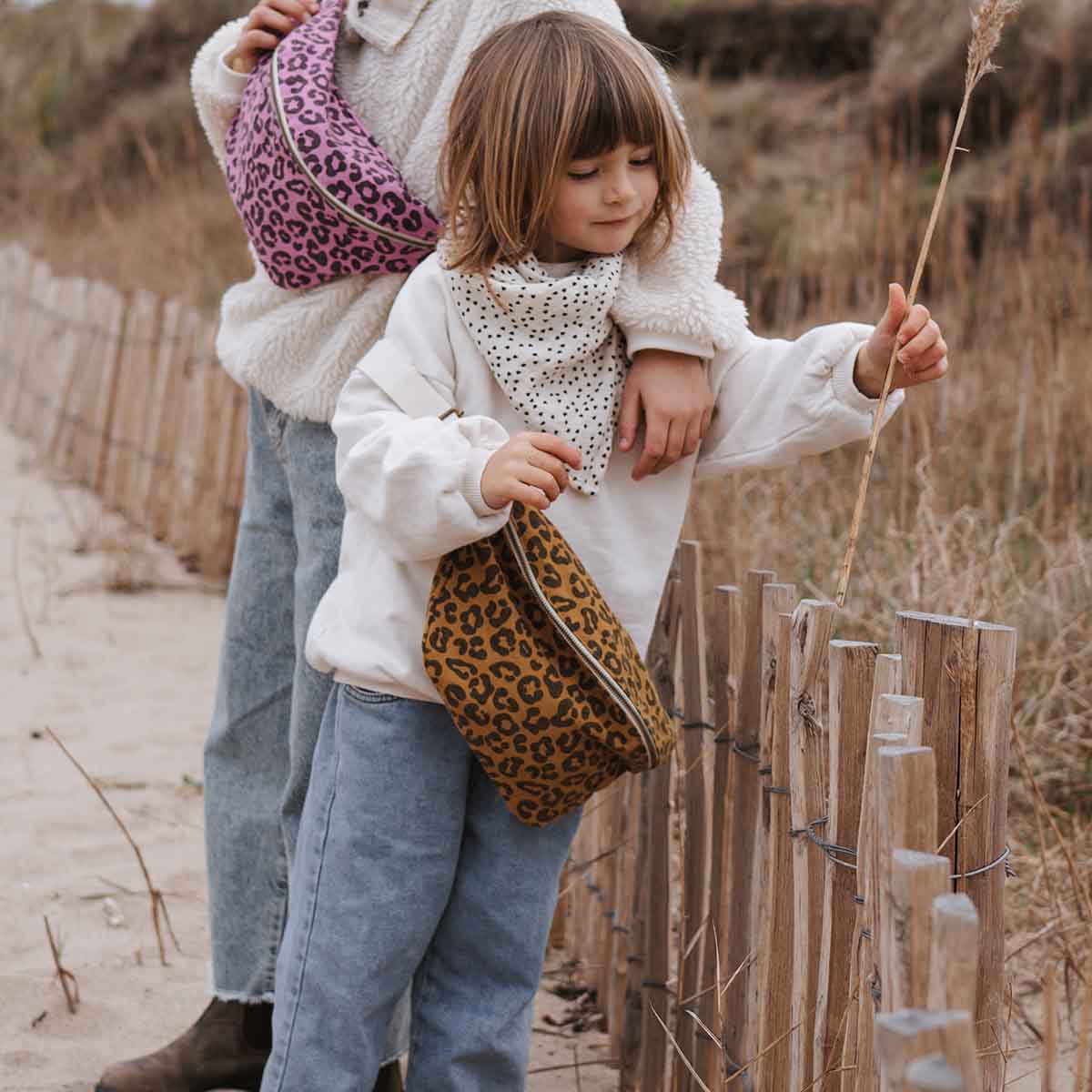 Damen-Bauchtasche Graou Caramel mit Leopardenmuster