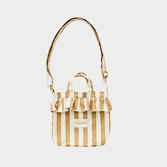 Mini-Rüschen-Tasche, Beige gestreift