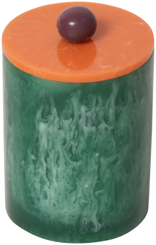 Teelichthalter m/Deckel, resin, violett