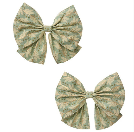 Paper Bow Naya 12cm Sage/Gold S/2pcs