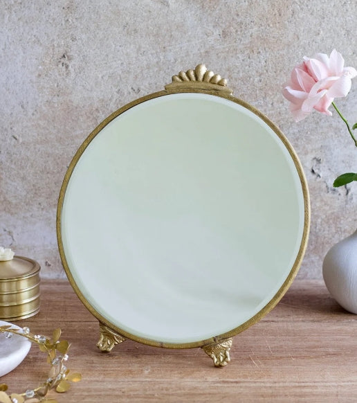 Runder Tischspiegel aus Messing