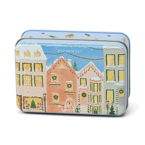 Kerze Weihnachtsdose (141 g) „Weihnachtsdorf“ – Lebkuchen & Vanille