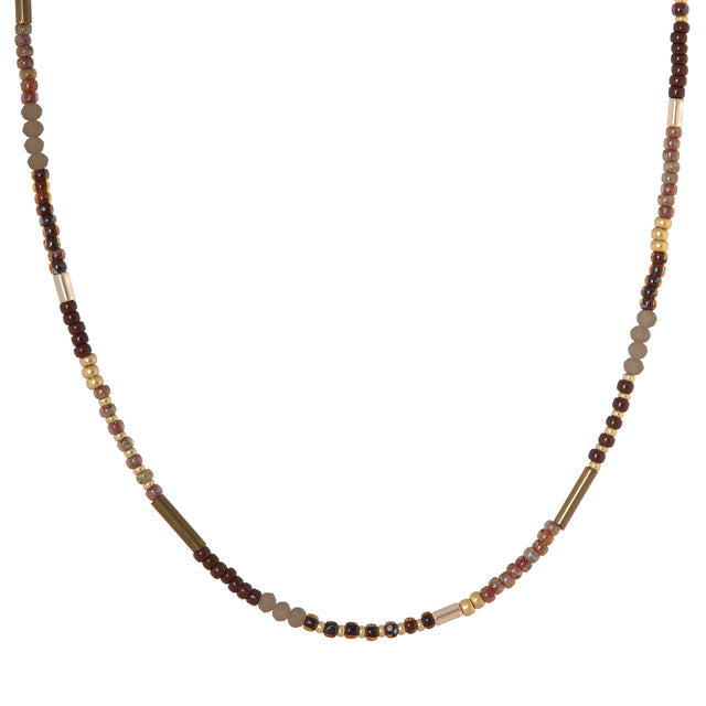 Schicke braune Halskette mit Gold