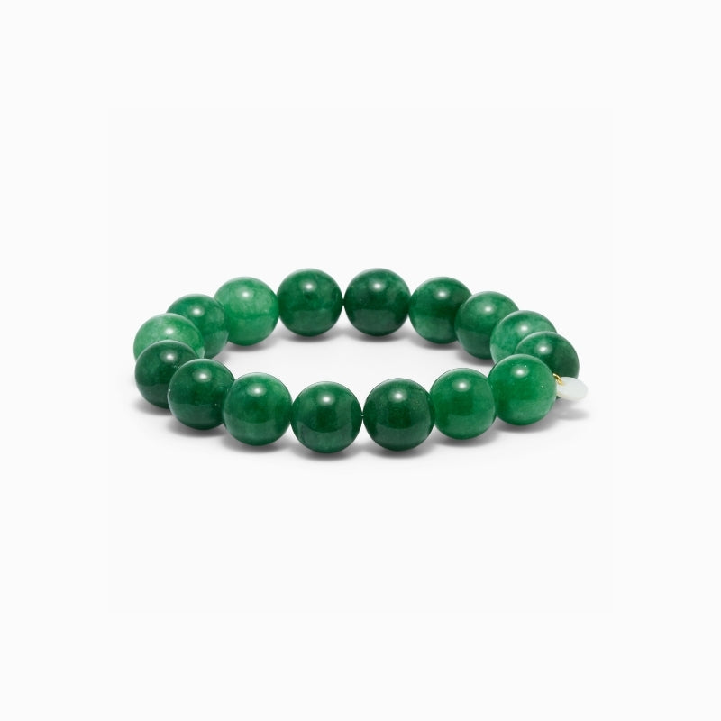 Chunky Green Jade Stretch Bracelet Luck