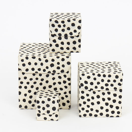 DOTTED Boxen 4er-Set, weiß/schwarz