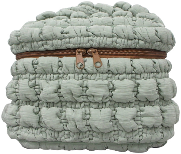 Kosmetiktasche, gesteppt-hellgrün, 21x14x14 cm