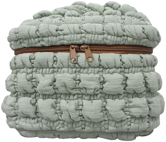 Kosmetiktasche, gesteppt-hellgrün, 21x14x14 cm