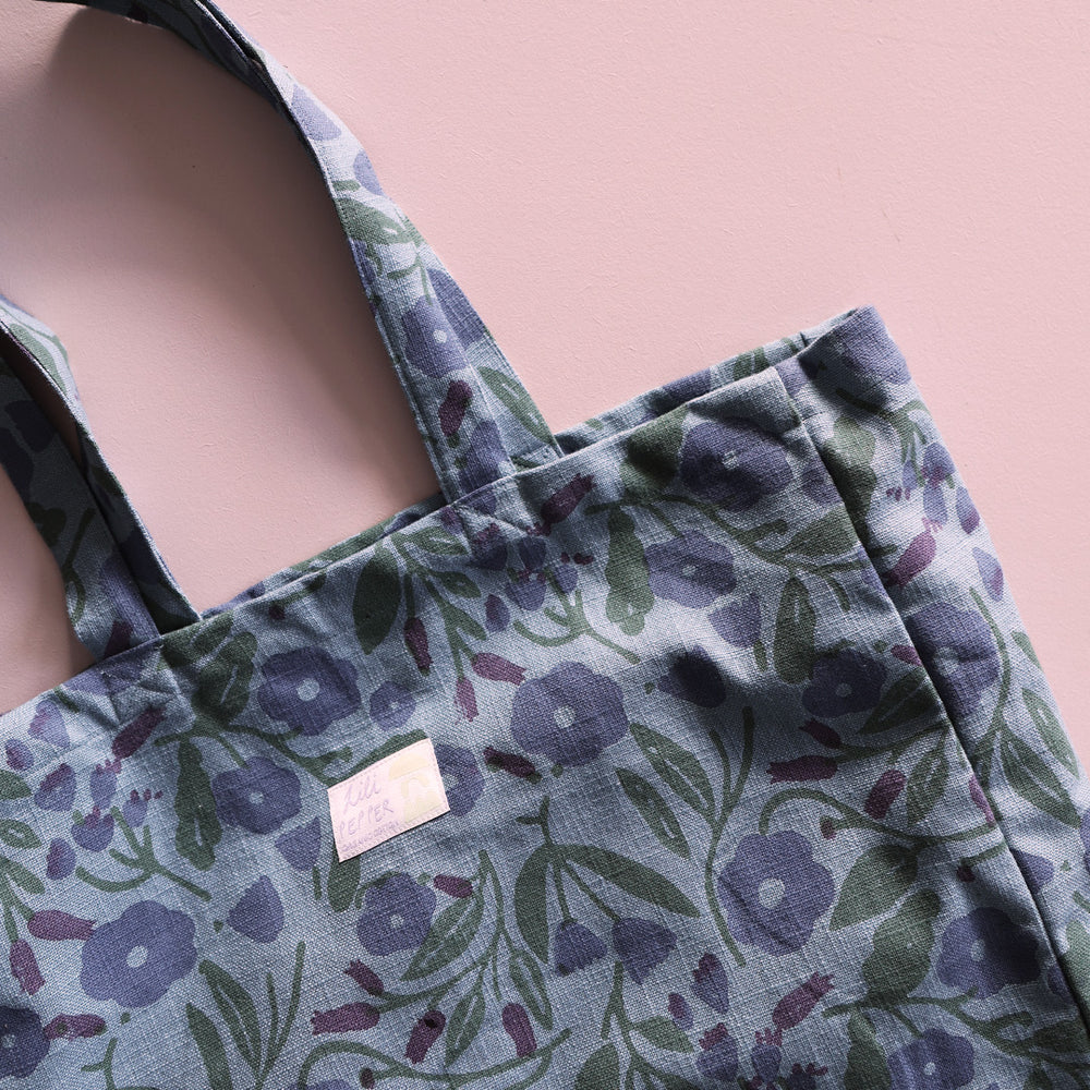 Handbedruckte Tote Bag *Floral Blue*