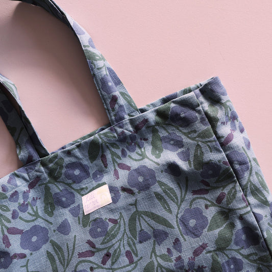 Handbedruckte Tote Bag *Floral Blue*